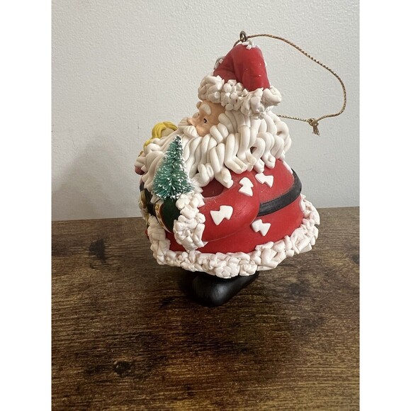 TRADITIONS Santa Holding Doll and Tree Collectible Character Glass Ornament EUC - Picture 6 of 16